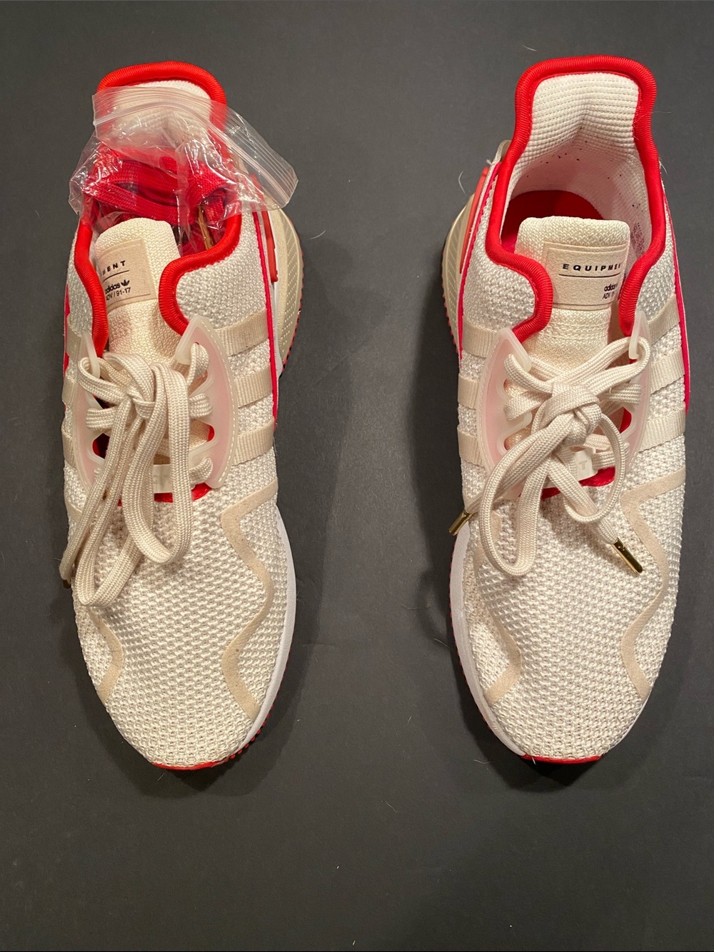 adidas mens Cream and Red Sneakers